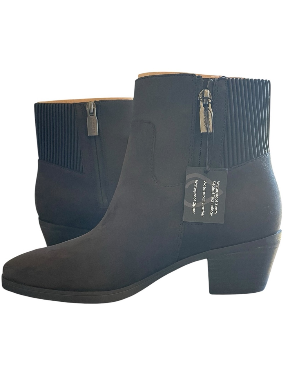 Vionic Shantelle Waterproof Side Zip Nubuck Leather Boots Size 6.5 New in Box